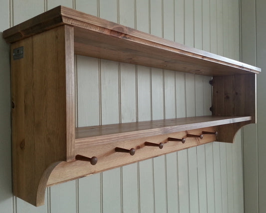 Solid wood coat rack with pegs