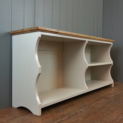 French Grey painted hallway shoe and boot rack. 