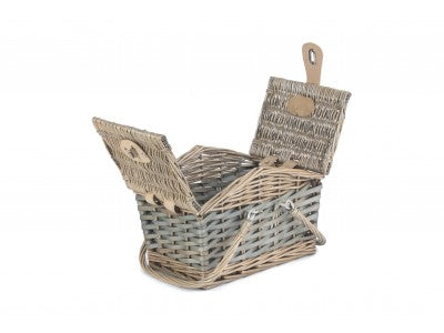 Basket, POPLAR ANTIQUE WASH SWING HANDLE HAMPER