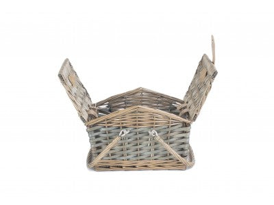 Basket, POPLAR ANTIQUE WASH SWING HANDLE HAMPER