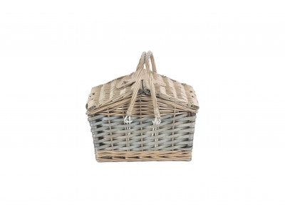 Basket, POPLAR ANTIQUE WASH SWING HANDLE HAMPER