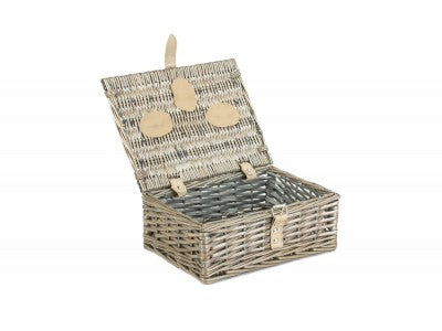 "Basket, 12" ANTIQUE WASH SPLIT WILLOW HAMPER"
