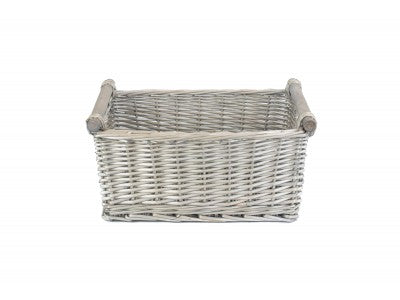 Basket, LARGE ANTIQUE WASH WOODEN HANDLED STORAGE BASKET