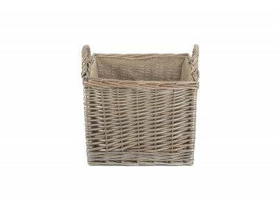 Basket, MEDIUM SQUARE LINED WICKER LOG / STORAGE BASKET
