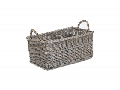 Basket, SMALL SHALLOW ANTIQUE WASH STORAGE BASKET