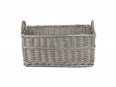 Basket, MEDIUM SHALLOW ANTIQUE WASH STORAGE BASKET