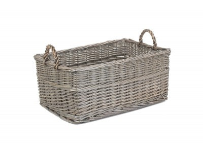 Basket, MEDIUM SHALLOW ANTIQUE WASH STORAGE BASKET