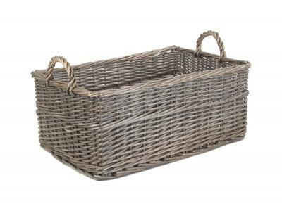 Basket, LARGE SHALLOW ANTIQUE WASH STORAGE BASKET