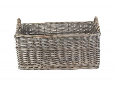 Basket, LARGE SHALLOW ANTIQUE WASH STORAGE BASKET