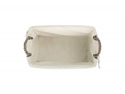 Basket, SMALL SHALLOW ANTIQUE WASH STORAGE BASKET with WHITE LINING