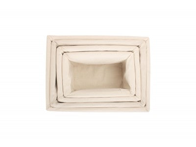 Basket, Set of 4 WHITE WASH STORAGE BASKETS with WHITE LINING 