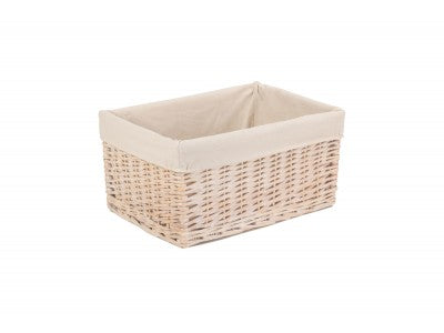Basket, LARGE WHITE WASH STORAGE BASKET with WHITE LINING