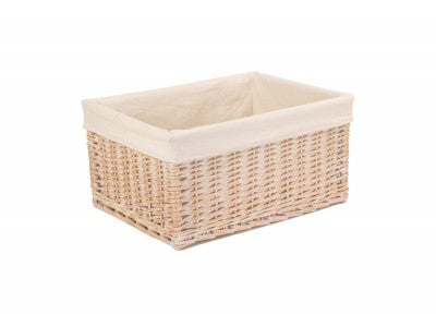 Basket, EXTRA LARGE WHITE WASH STORAGE BASKET with WHITE LINING
