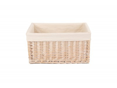 Basket, EXTRA LARGE WHITE WASH STORAGE BASKET with WHITE LINING