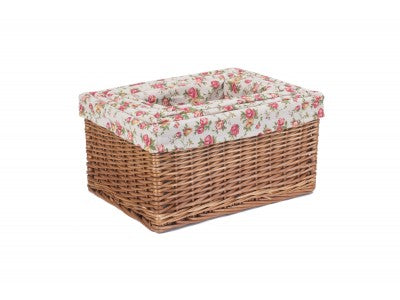 Basket, Set of 4 DOUBLE STEAMED STORAGE BASKETS with GARDEN ROSE LINING 