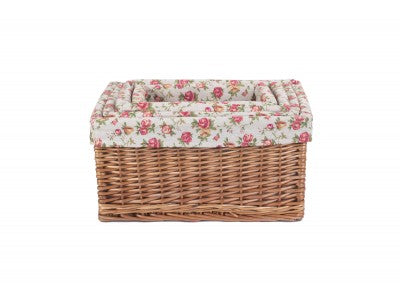 Basket, Set of 4 DOUBLE STEAMED STORAGE BASKETS with GARDEN ROSE LINING 