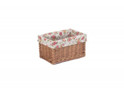 Basket, SMALL DOUBLE STEAMED STORAGE BASKETS with GARDEN ROSE LINING
