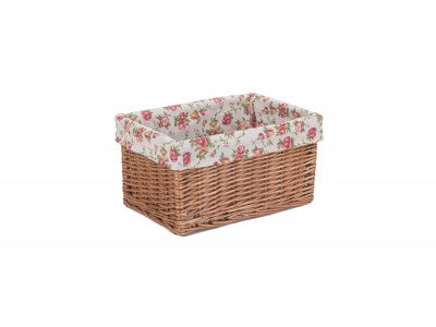 Basket, MEDIUM DOUBLE STEAMED STORAGE BASKETS with GARDEN ROSE LINING