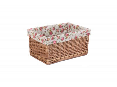 Basket, LARGE DOUBLE STEAMED STORAGE BASKETS with GARDEN ROSE LINING