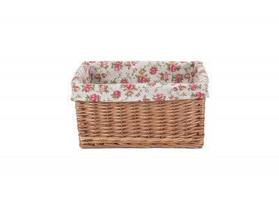 Basket, LARGE DOUBLE STEAMED STORAGE BASKETS with GARDEN ROSE LINING