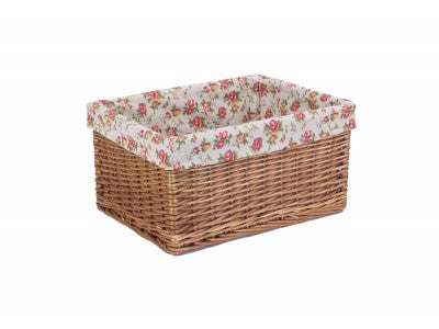 Basket, EXTRA LARGE DOUBLE STEAMED STORAGE BASKETS with GARDEN ROSE LINING