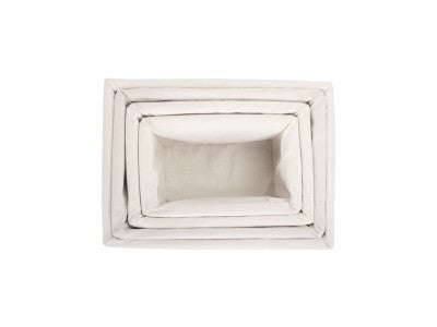 Basket, Set of 4 DOUBLE STEAMED STORAGE BASKETS with WHITE LINING 