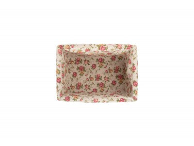 Basket, MEDIUM ANTIQUE WASH STORAGE BASKET with GARDEN ROSE LINING 