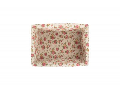 Basket, LARGE ANTIQUE WASH STORAGE BASKET with GARDEN ROSE LINING 