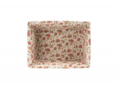 Basket, EXTRA LARGE ANTIQUE WASH STORAGE BASKET with GARDEN ROSE LINING