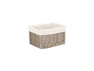 Basket, SMALL ANTIQUE WASH STORAGE BASKET with WHITE LINING