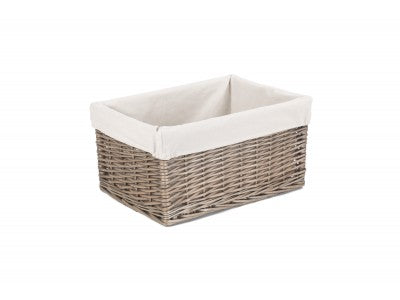 Basket, LARGE ANTIQUE WASH STORAGE BASKET with WHITE LINING
