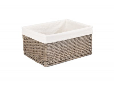 Basket, EXTRA LARGE ANTIQUE WASH STORAGE BASKET with WHITE LINING