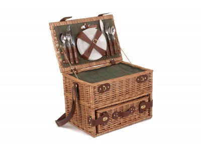Basket, 4 PERSON GREEN TWEED DRAWER HAMPER