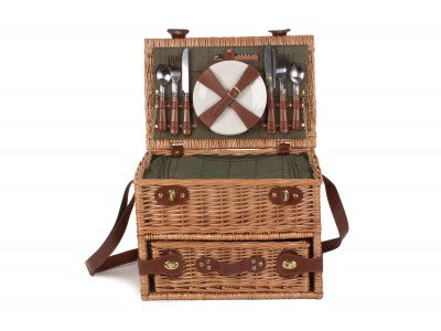 Basket, 4 PERSON GREEN TWEED DRAWER HAMPER