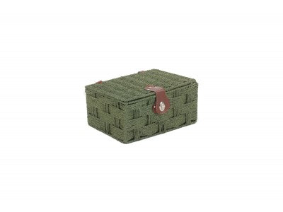 Basket, SMALL FOREST GREEN PAPER ROPE HAMPER