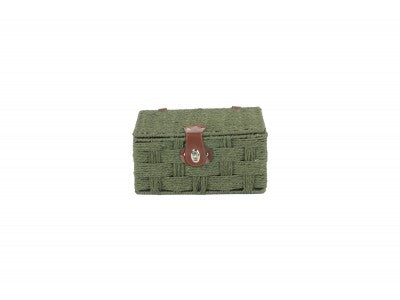 Basket, SMALL FOREST GREEN PAPER ROPE HAMPER