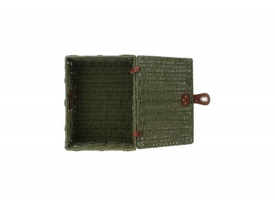 Basket, MEDIUM FOREST GREEN PAPER ROPE HAMPER