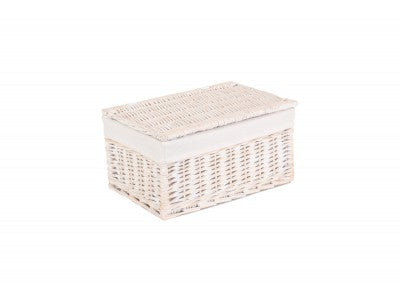 Basket, MEDIUM WHITE WASH FINISH STORAGE HAMPER with WHITE LINING