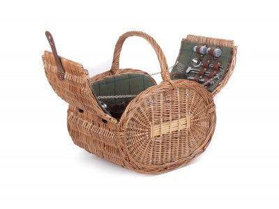 Basket, OVAL 4 PERSON GREEN TWEED HAMPER