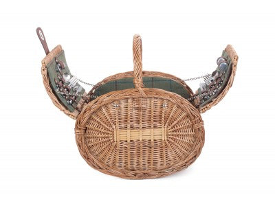 Basket, OVAL 4 PERSON GREEN TWEED HAMPER