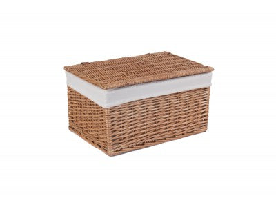 Basket, LARGE DOUBLE STEAMED STORAGE HAMPER with WHITE LINING