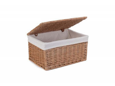 Basket, LARGE DOUBLE STEAMED STORAGE HAMPER with WHITE LINING