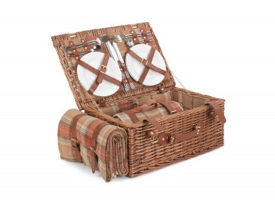 Basket, 4 PERSON AUTUMN RED TARTAN HAMPER