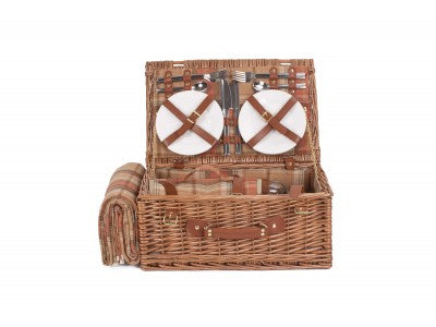 Basket, 4 PERSON AUTUMN RED TARTAN HAMPER