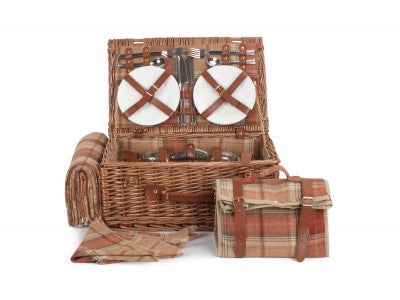 Basket, 4 PERSON AUTUMN RED TARTAN HAMPER