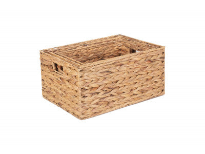 Basket, Set of 3 WATER HYACINTH RECTANGULAR STORAGE BASKETS 