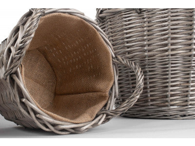 Basket, Set of 4 ROUND LINED WICKER LOG BASKET 