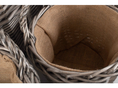 Basket, Set of 4 ROUND LINED WICKER LOG BASKET 