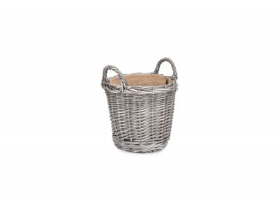 Basket, SMALL ROUND LINED WICKER PLANTER BASKET