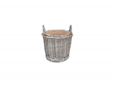 Basket, SMALL ROUND LINED WICKER PLANTER BASKET